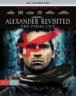4K Ultra HD Blu-ray cover of 'Alexander Revisited: The Final Cut' featuring a close-up of a male character with dramatic face paint and a red symbol.
