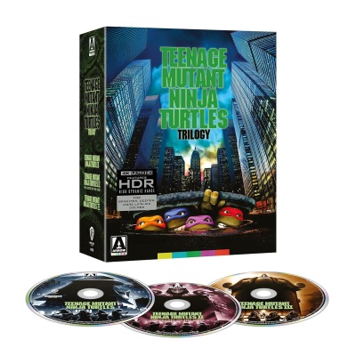 Box set of the Teenage Mutant Ninja Turtles Trilogy featuring artwork of the turtles and city skyline.