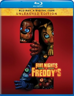 Blu-ray cover of 'Five Nights at Freddy's 2', featuring various animatronic characters and the title prominently displayed.