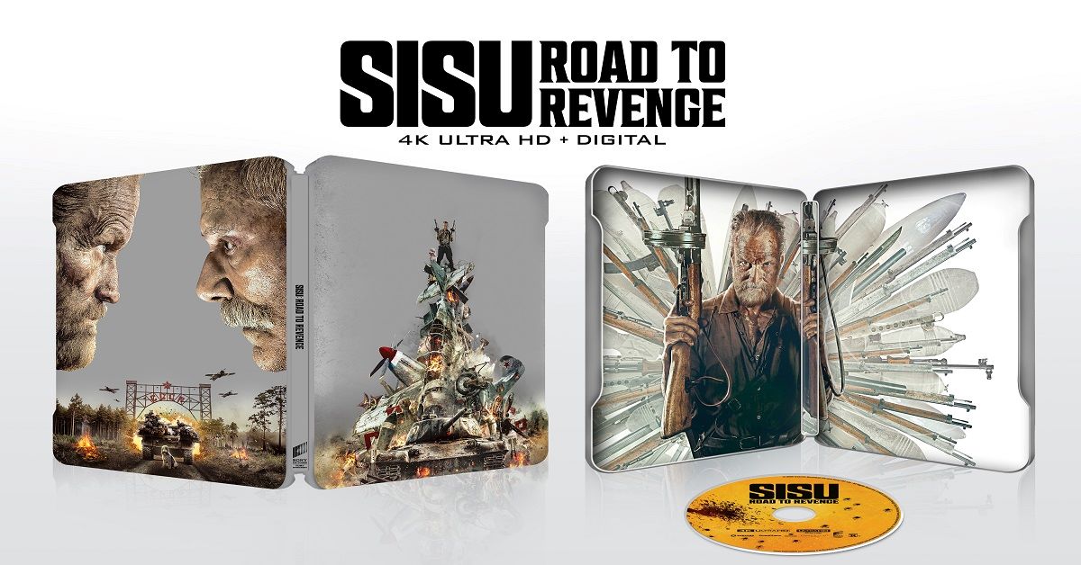 4K UHD Blu-ray SteelBook cover of 'Sisu: Road to Revenge' featuring dramatic artwork and the film title at the top.