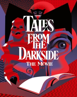 Stylized promotional artwork for 'Tales from the Darkside: The Movie' featuring bold colors and graphic elements.