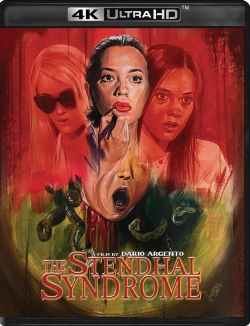 Cover art for 'The Stendhal Syndrome' in 4K Ultra HD, featuring a dramatic illustration of a woman with various expressions against a colorful abstract background.