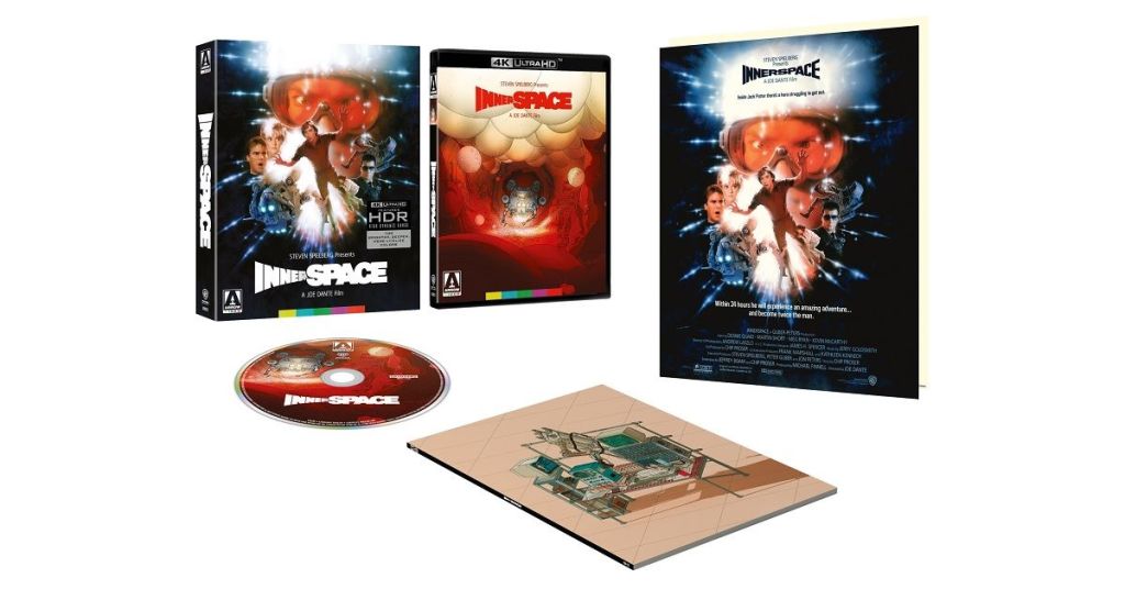 Collection of 'InnerSpace' Blu-ray, including a 4K Ultra HD disc, artwork, and notes.