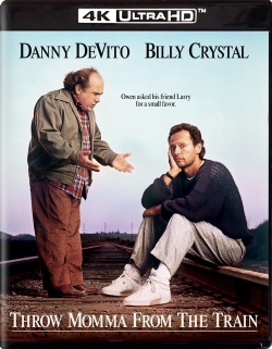 DVD cover for 'Throw Momma From the Train' featuring Danny DeVito and Billy Crystal, with a tagline about a friendship and a small favor.