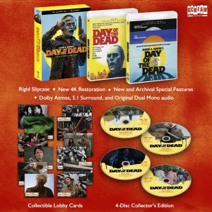Collector's edition of 'Day of the Dead' featuring a rigid slipcase, new 4K restoration, and archival special features.